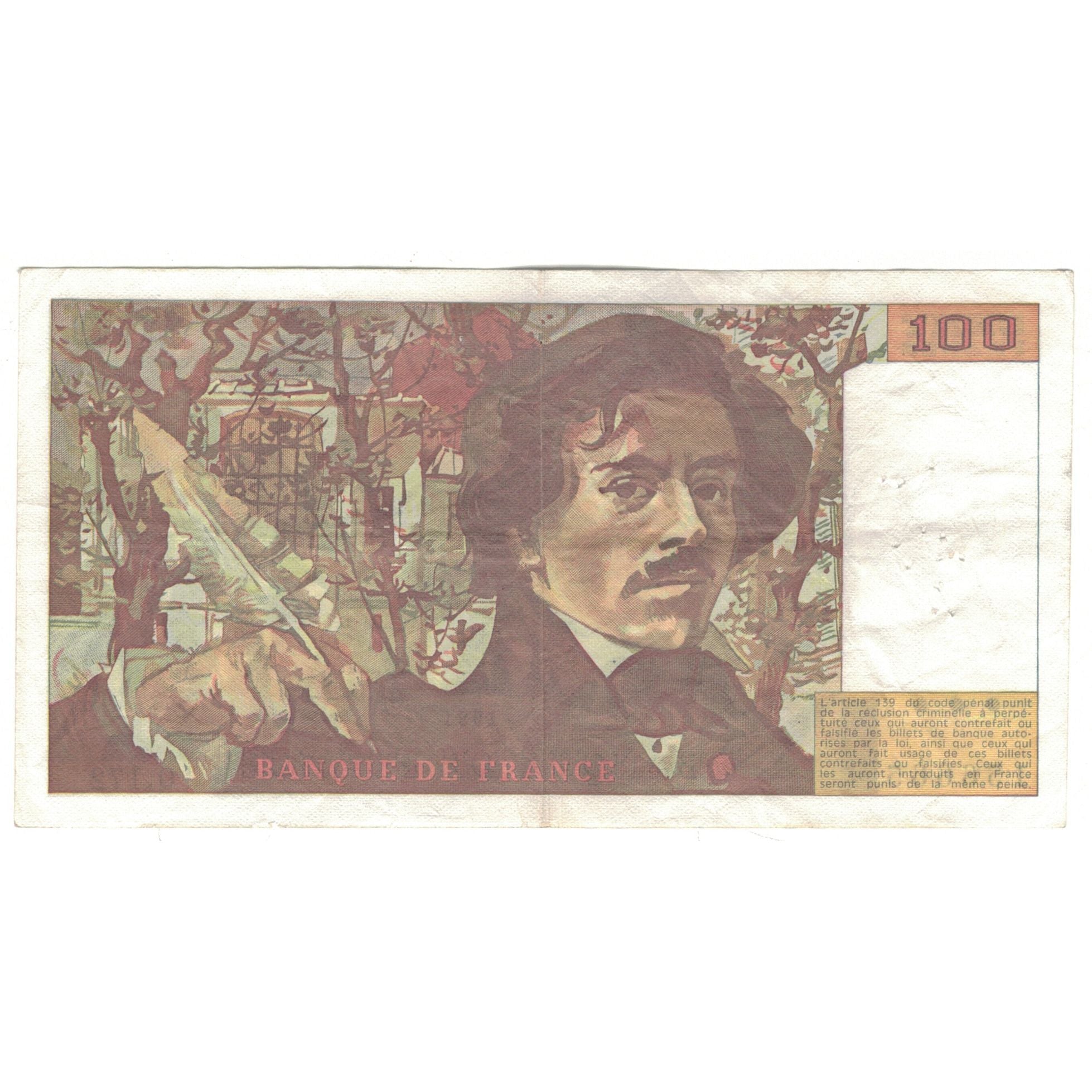 France, 100 Francs, Delacroix, 1991, Q.172, TTB, Fayette:69.b.3.a.4, KM:154e