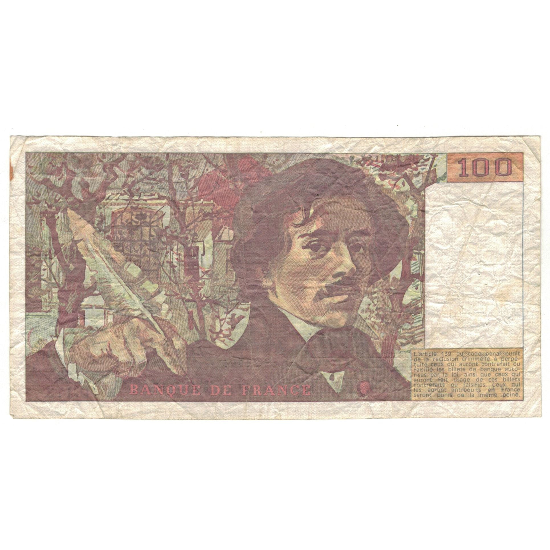 Francja, 100 Francs, Delacroix, 1991, U.172, VG(8-10), Fayette:69.b.3.a.4