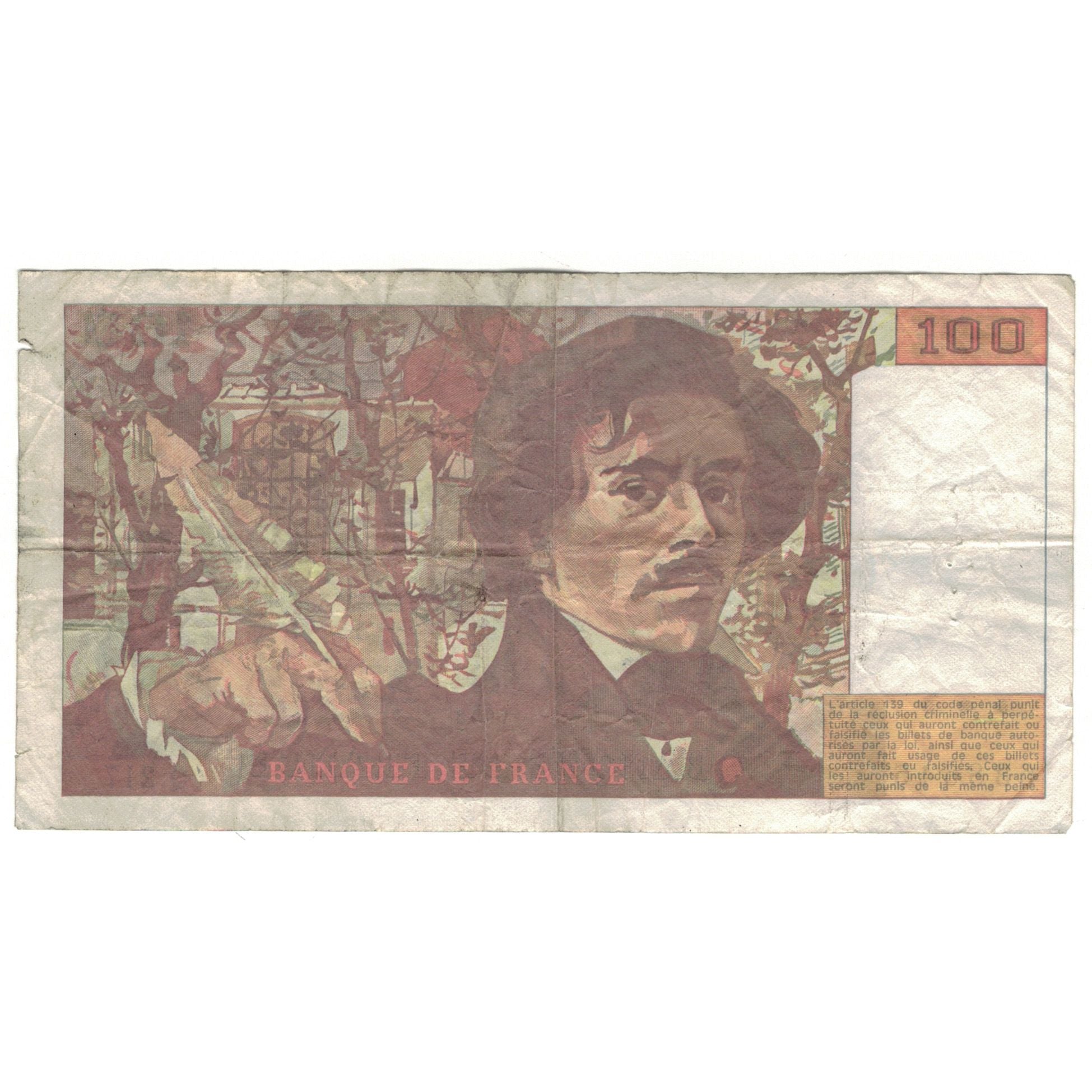 France, 100 Francs, 1993, Delacroix, Q.217, VG(8-10), Fayette:69bis.05, KM:154g