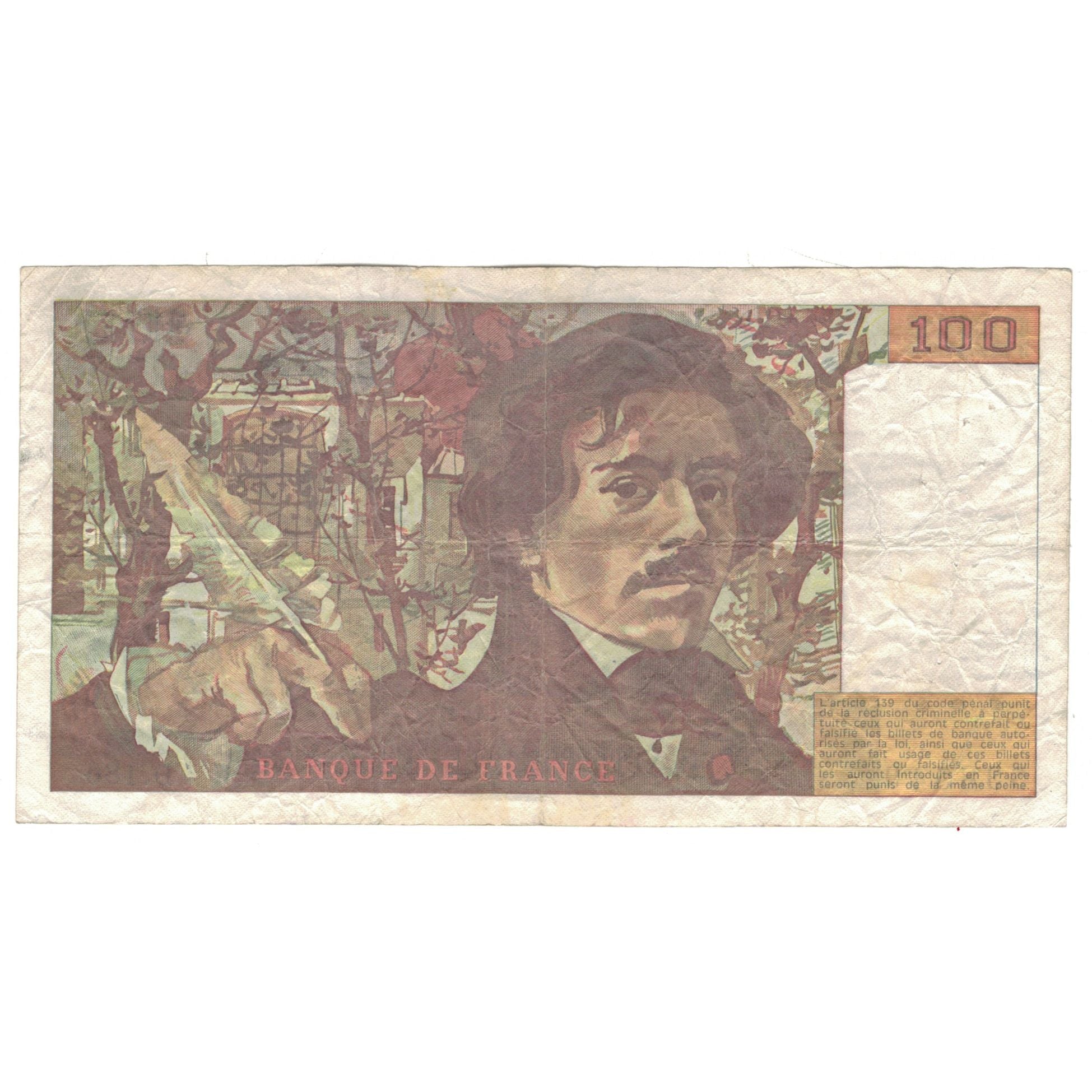 France, 100 Francs, Delacroix, 1991, D.186, F(12-15), Fayette:69.bis.3.b2