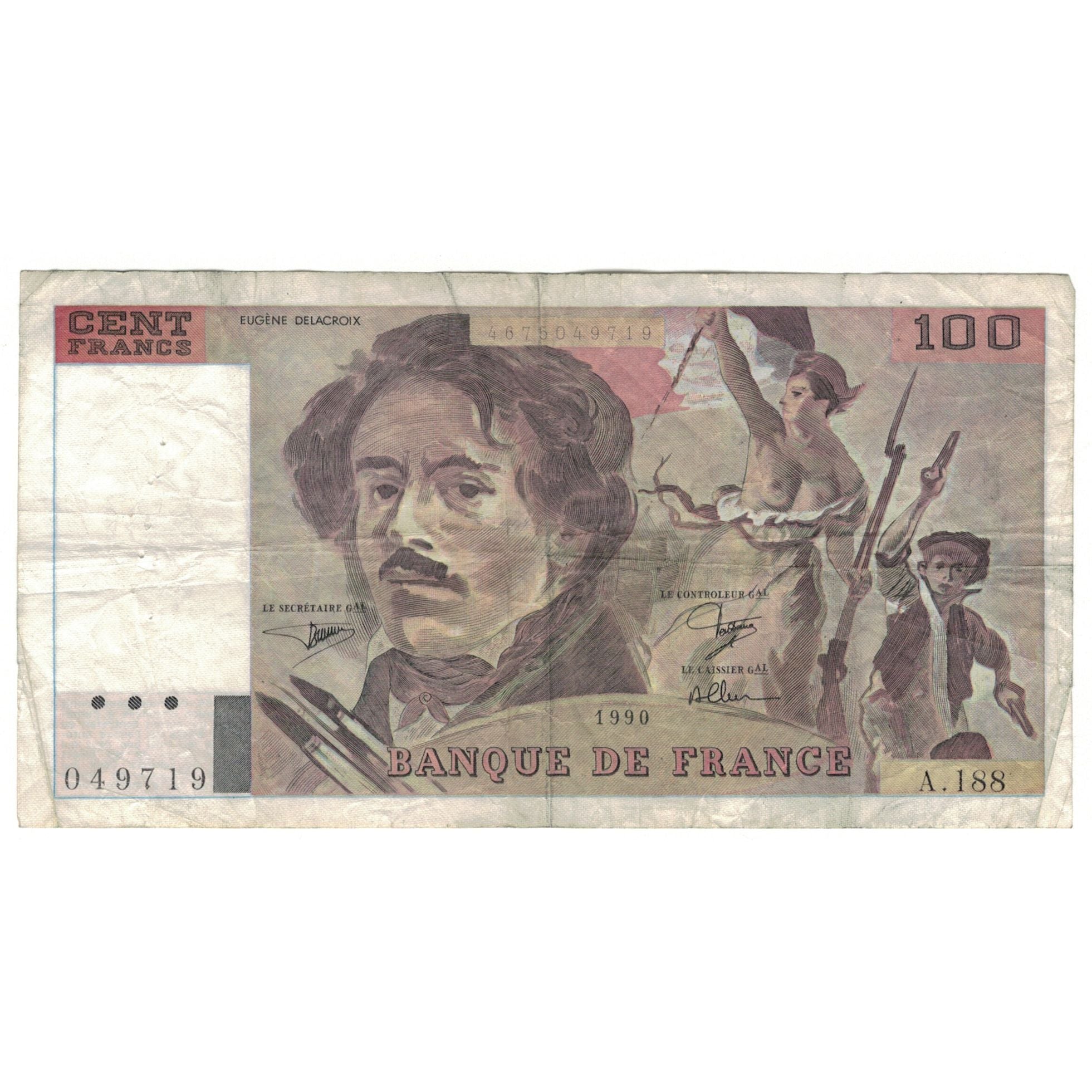 Francja, 100 Francs, 1990, A.188, VG(8-10), Fayette:69bis.02e1, KM:154e