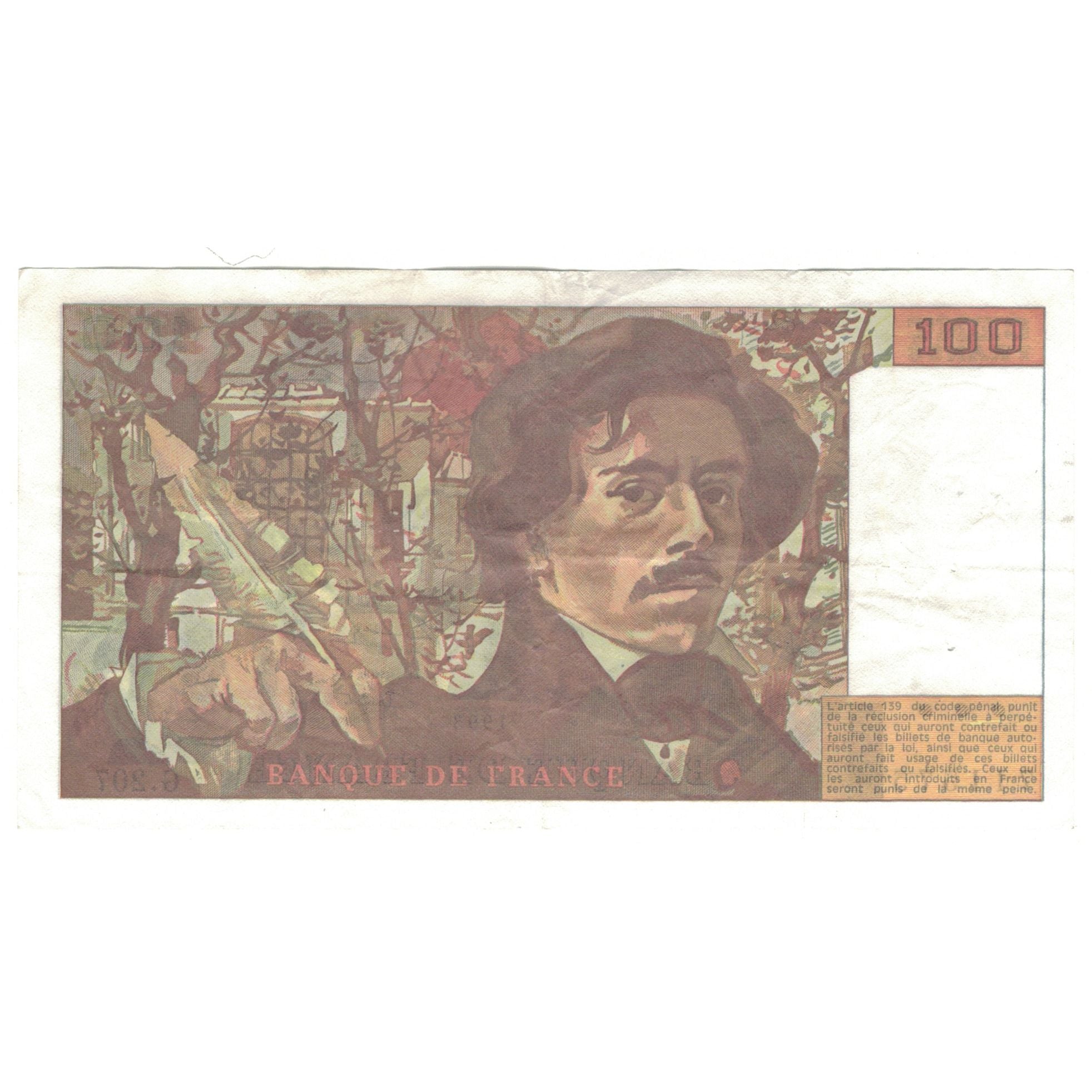 Francia, 100 Francs, 1990, G.207, MB+, Fayette:69bis.05, KM:154e