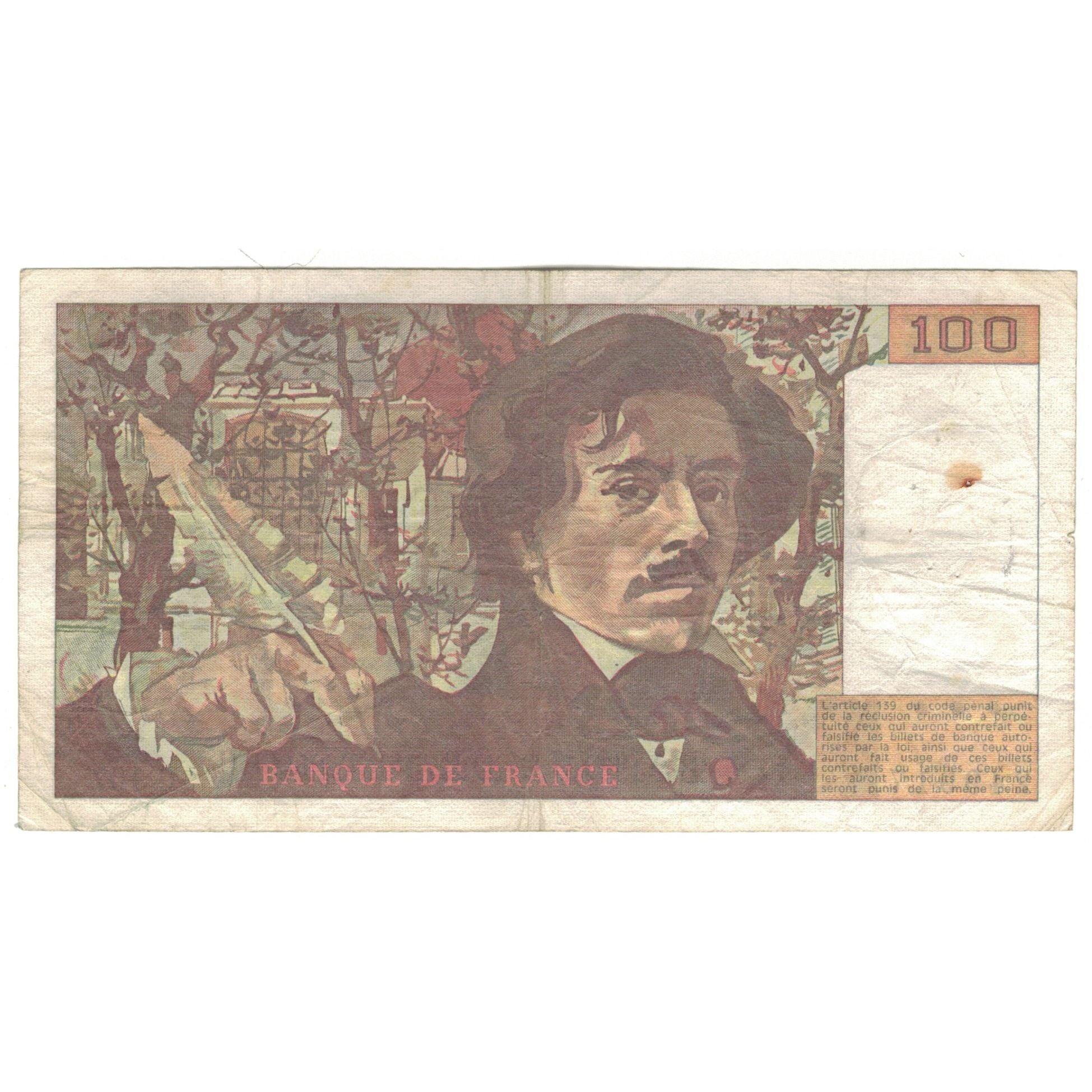Francia, 100 Francs, Delacroix, 1986, C.107, RC, Fayette:69.10, KM:154b