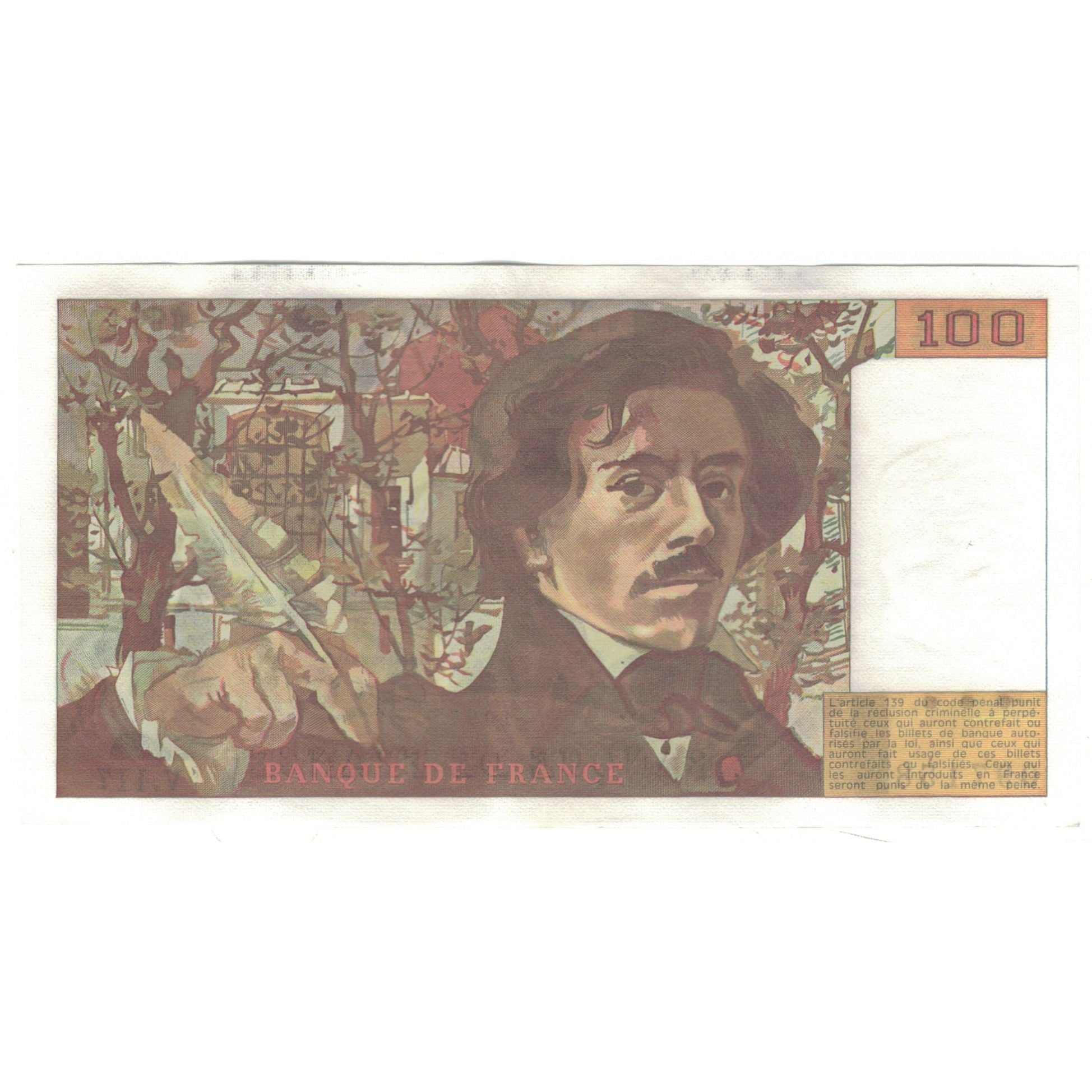 Francja, 100 Francs, Delacroix, 1987, V.117, UNC(63), Fayette:69.11, KM:154c