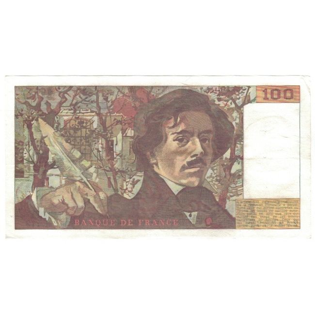 France, 100 Francs, Delacroix, 1987, H.119, VF(30-35), Fayette:69.11, KM:154c