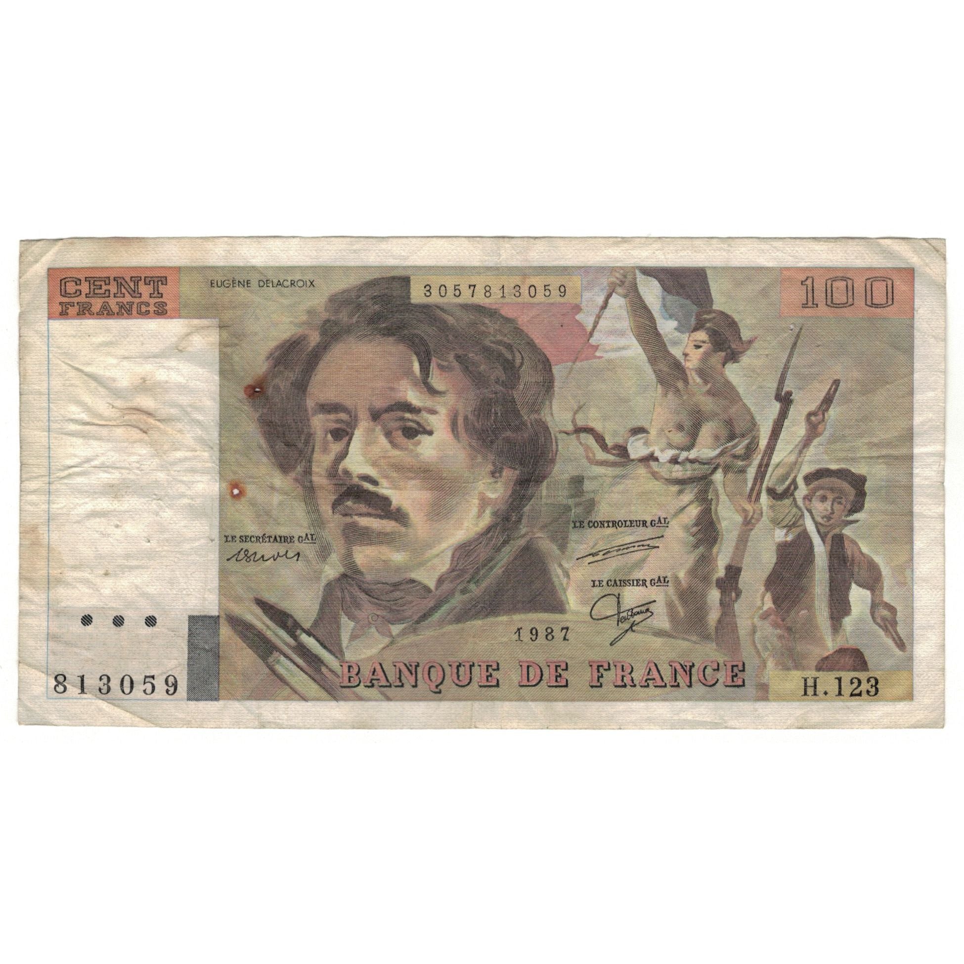 Francia, 100 Francs, Delacroix, 1987, H.123, RC, Fayette:69.11, KM:154c