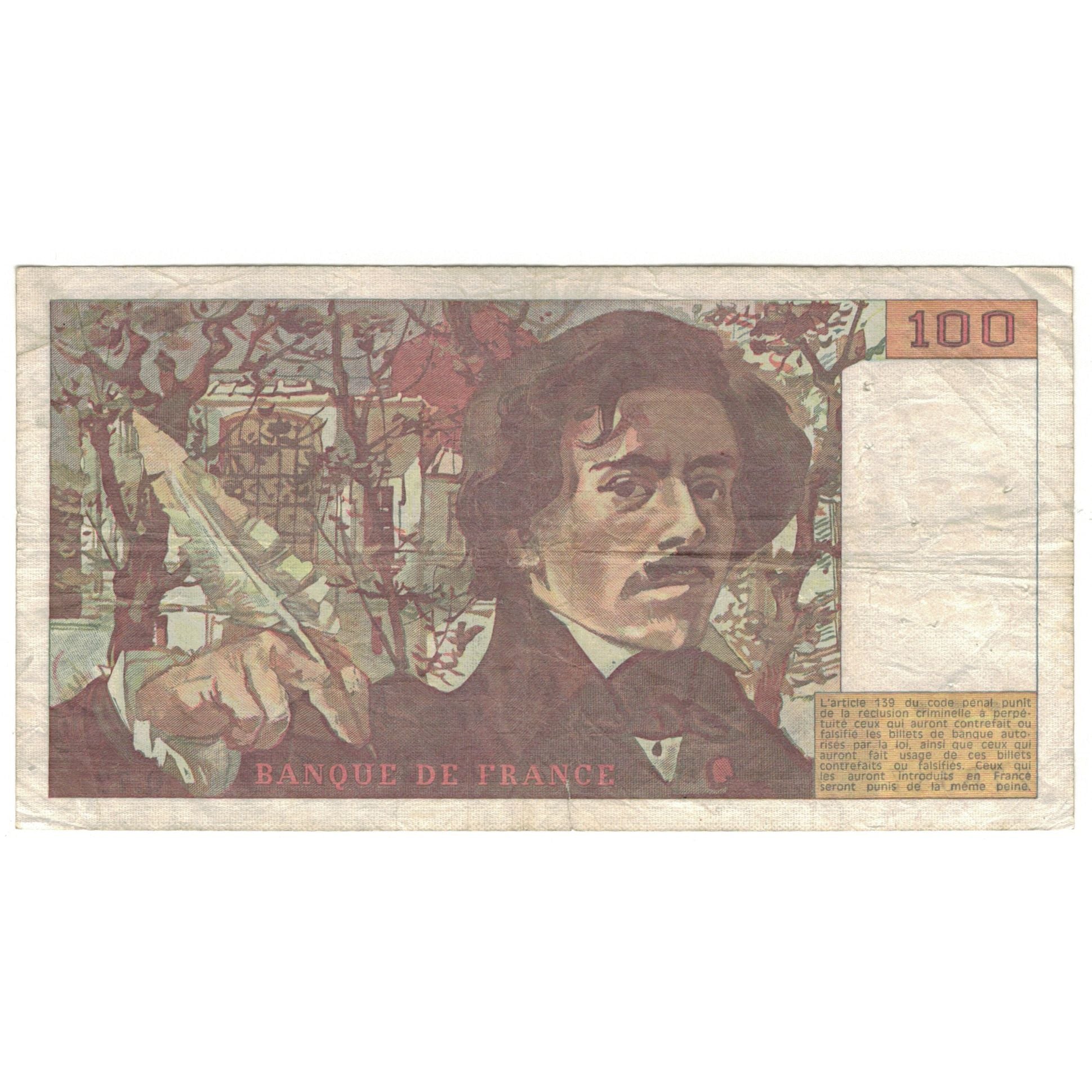 Frankrijk, 100 Francs, Delacroix, 1984, Q.72, B, Fayette:69.08a, KM:154b