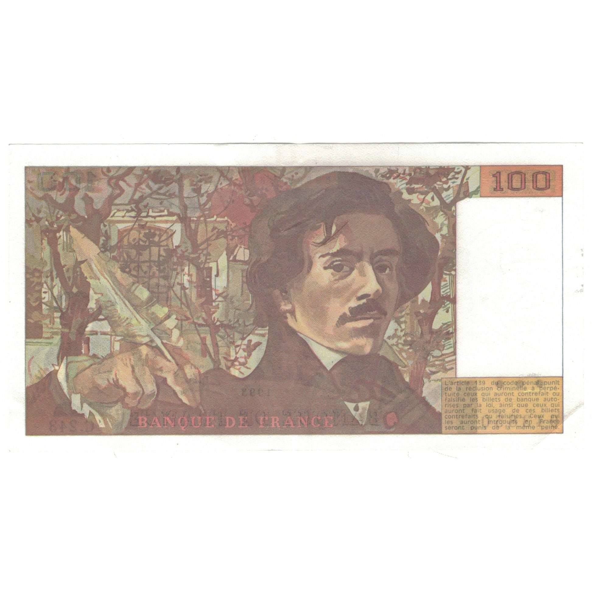 Francia, 100 Francs, Delacroix, 1993, C.243, EBC+, Fayette:69bis.8, KM:154g