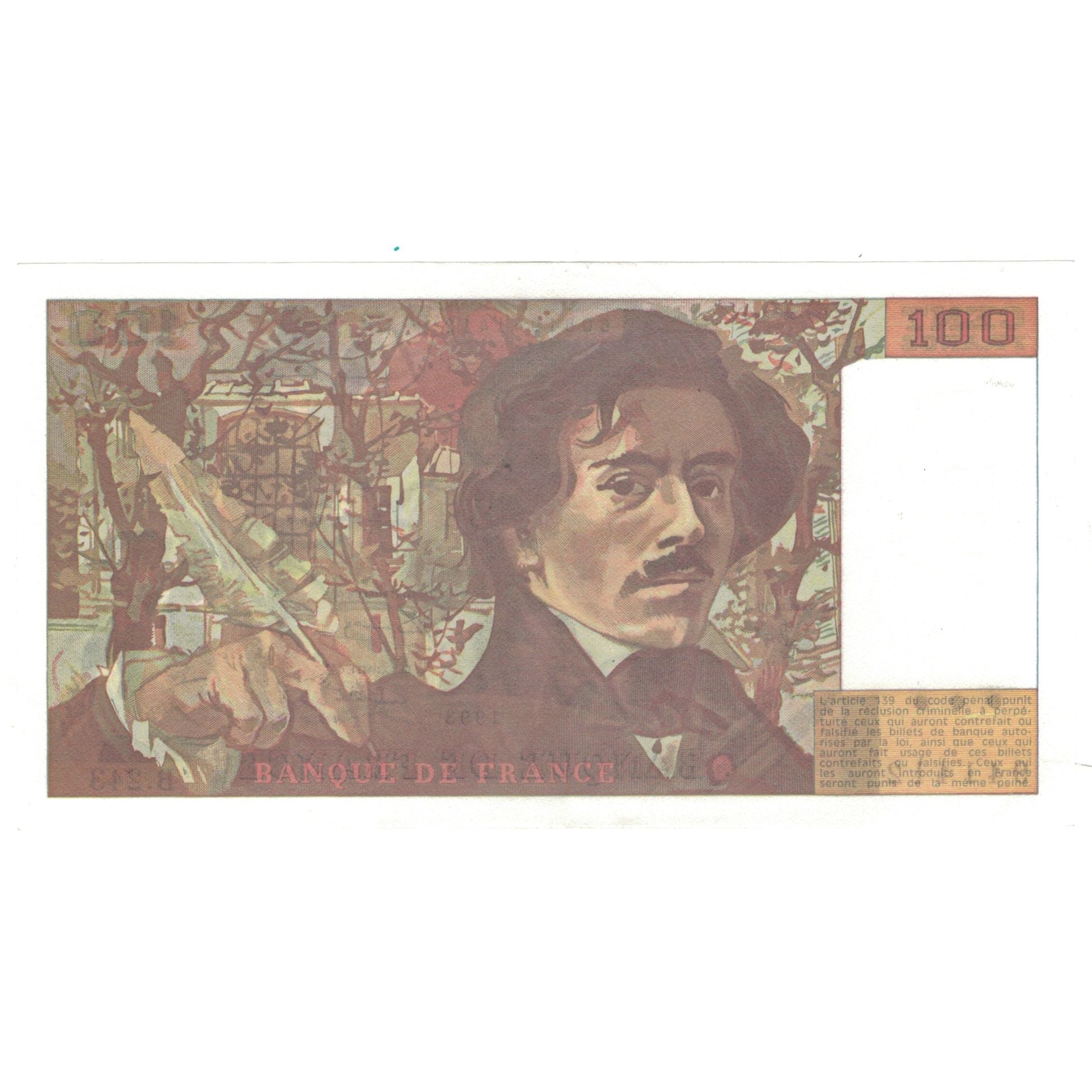 Francia, 100 Francs, Delacroix, 1993, B.243, SC, Fayette:69bis.8, KM:154g