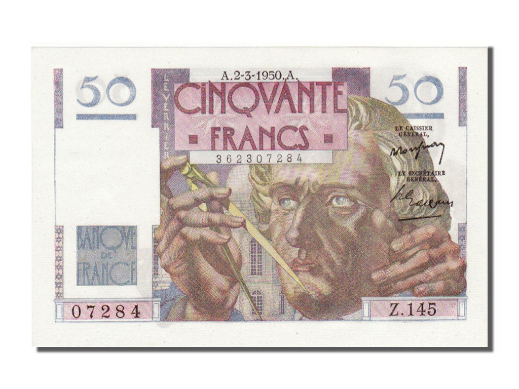 Banknote, France, 50 Francs, 50 F 1946-1951 ''Le Verrier'', 1950, 1950-03-02