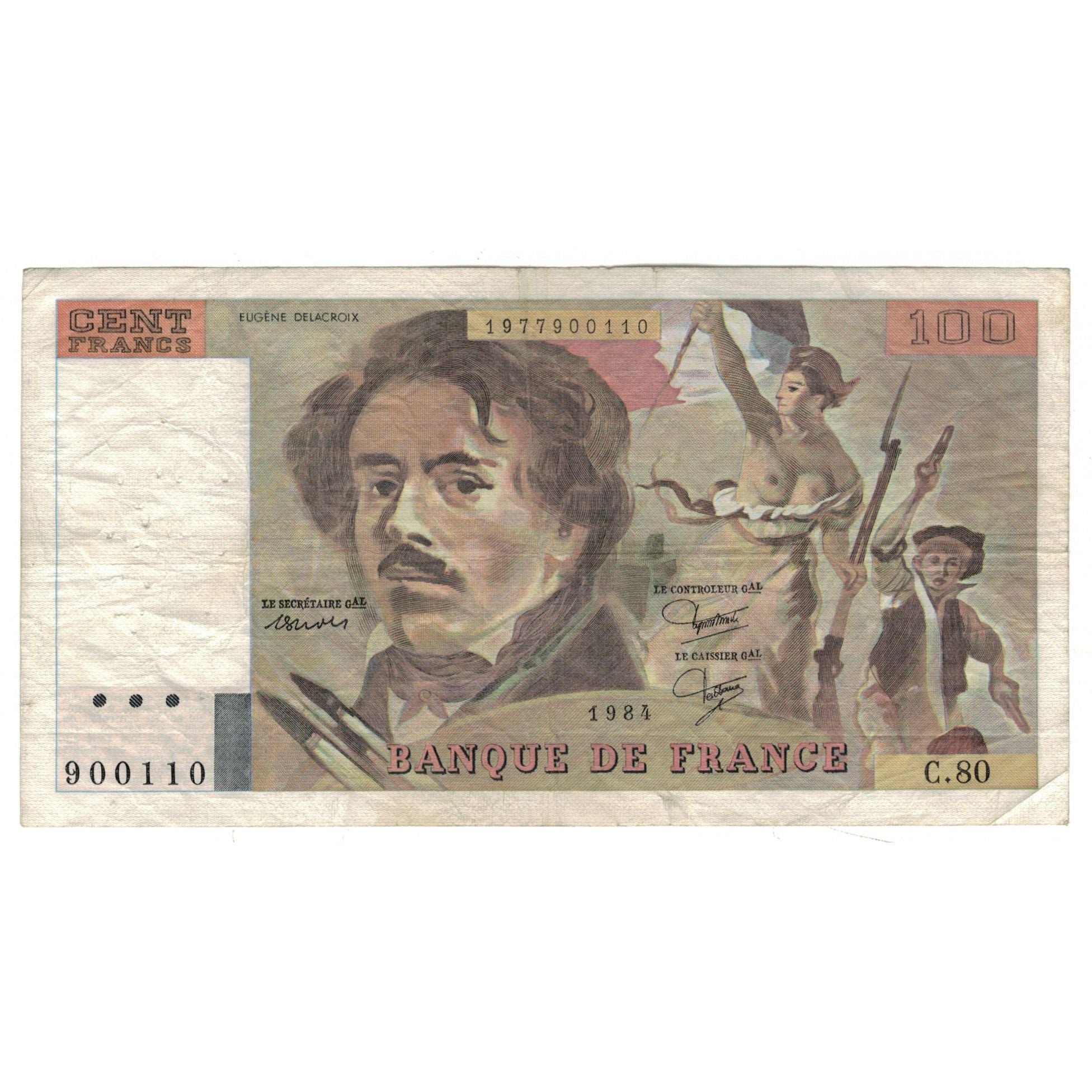 Frankreich, 100 Francs, Delacroix, 1984, C.80, S, Fayette:69.8a, KM:154b