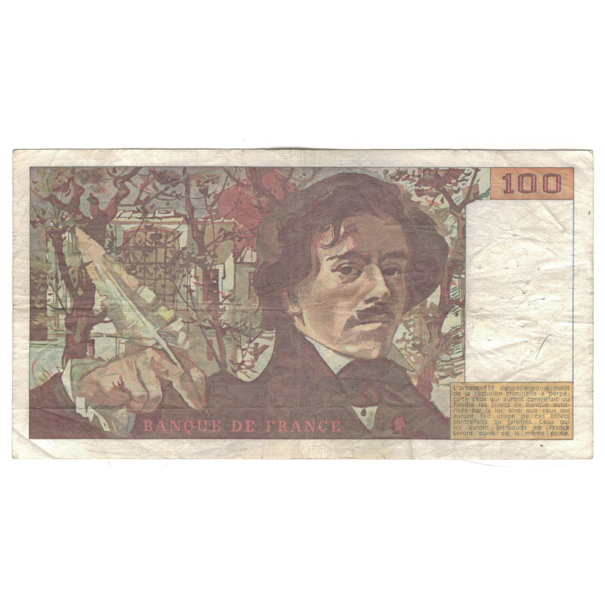 Frankreich, 100 Francs, Delacroix, 1984, C.80, S, Fayette:69.8a, KM:154b
