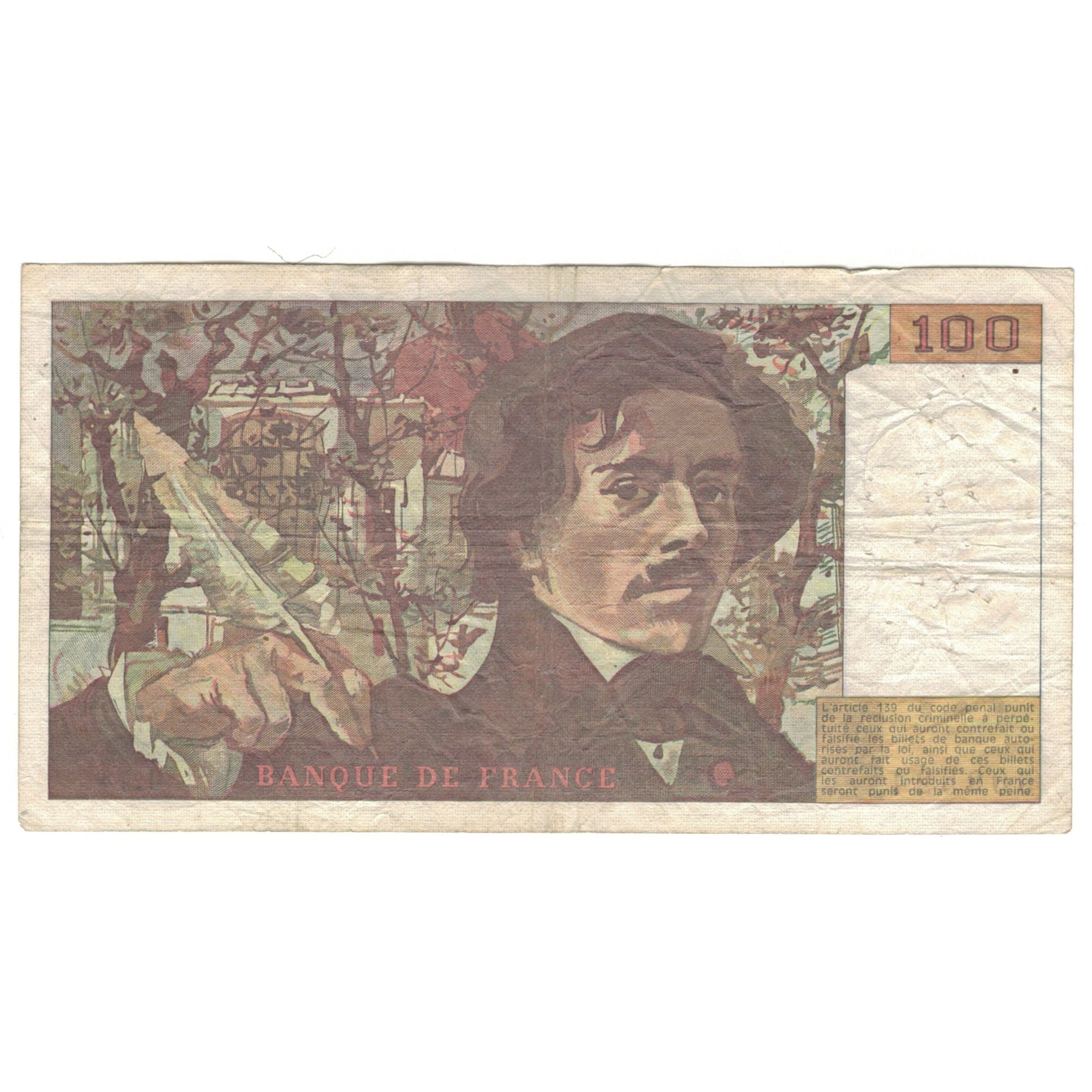 Francia, 100 Francs, Delacroix, 1984, J.74, RC, Fayette:69.8a, KM:154b