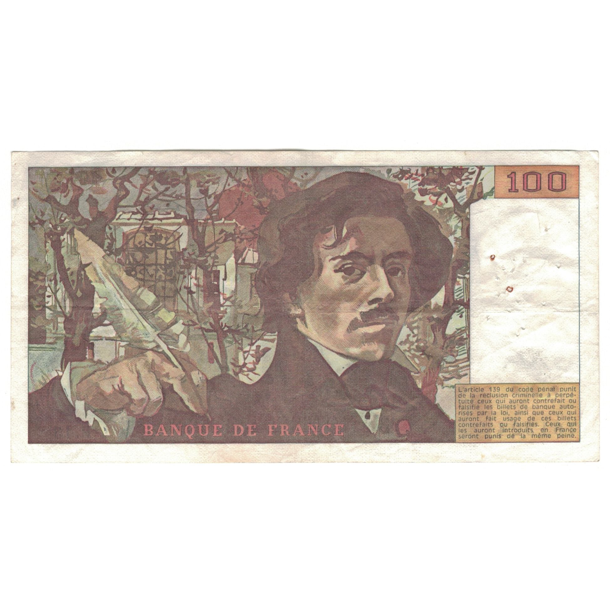 France, 100 Francs, Delacroix, 1979, R.13, VF(30-35), Fayette:69.02C, KM:154b