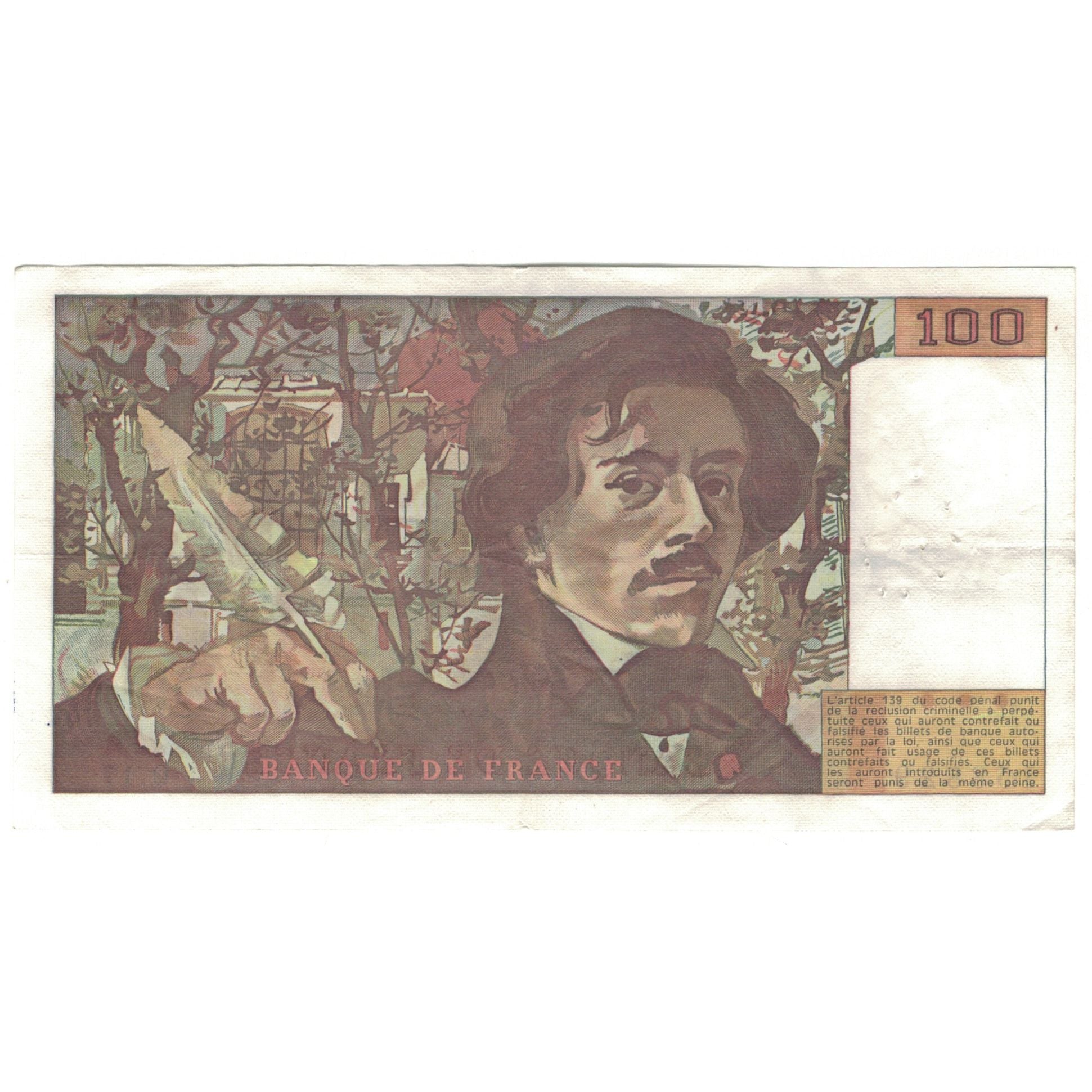 Francia, 100 Francs, Delacroix, 1979, Q.17, MBC, Fayette:69.02C, KM:154b