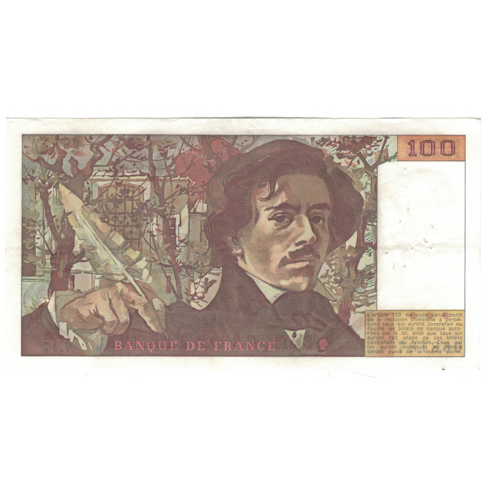 France, 100 Francs, Delacroix, 1979, N.17, UNC(63), Fayette:69.02C, KM:154b