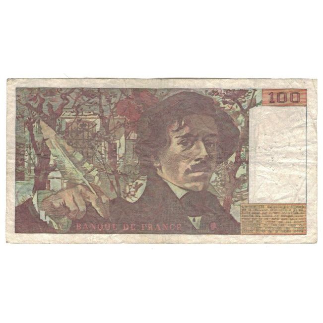 France, 100 Francs, Delacroix, 1980, W.30, VG(8-10), Fayette:69.4a, KM:154b