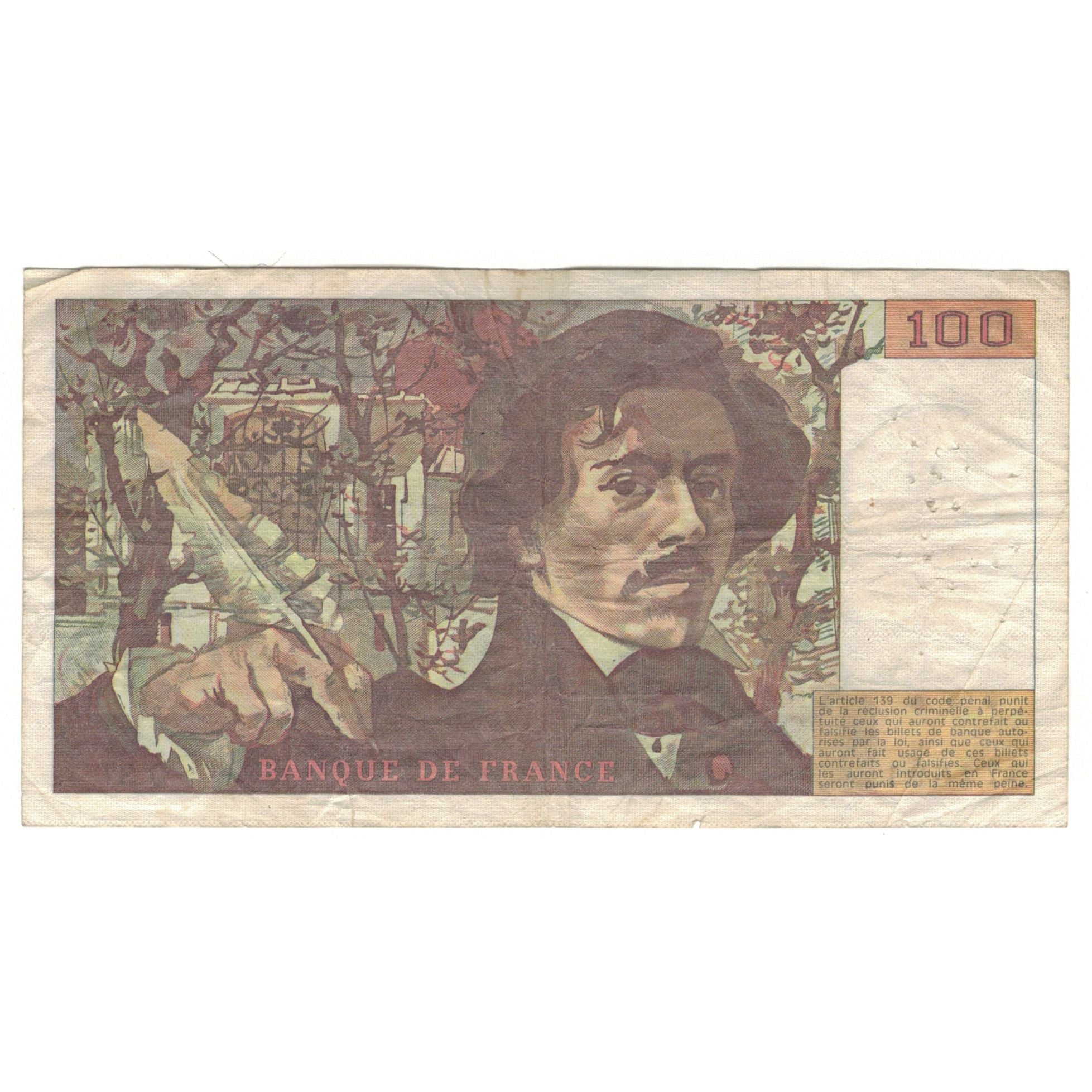Francja, 100 Francs, Delacroix, 1980, Q.37, F(12-15), Fayette:69.4b, KM:154b