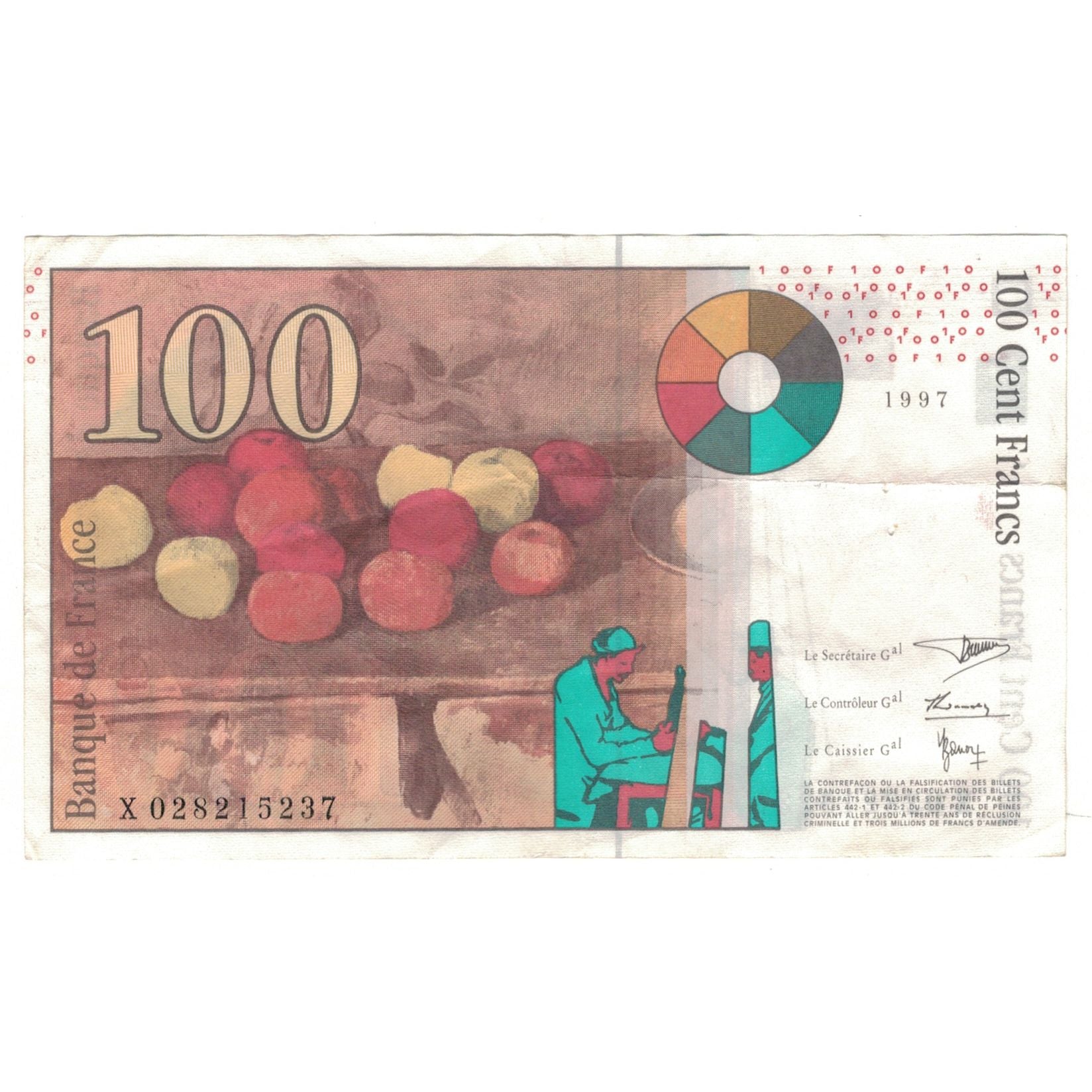 Francja, 100 Francs, Cézanne, 1997, X028215237, EF(40-45), Fayette:F74.01