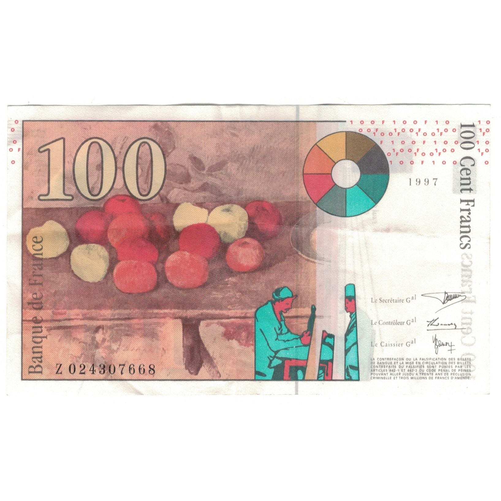 Frankreich, 100 Francs, Cézanne, 1997, Z024307668, VZ, Fayette:F74.01, KM:158a
