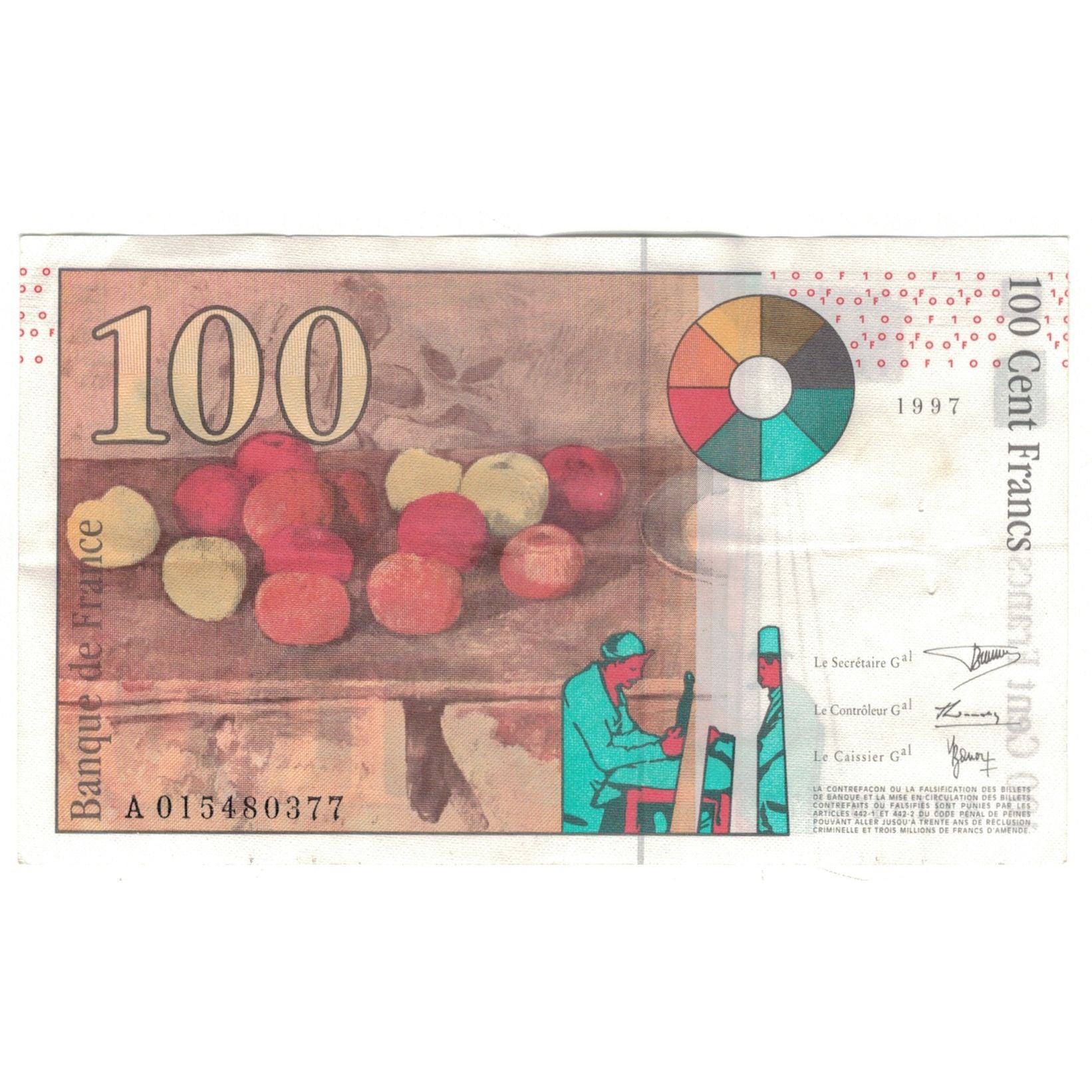 França, 100 Francs, Cézanne, 1997, A015480377, EF(40-45), Fayette:F74.01