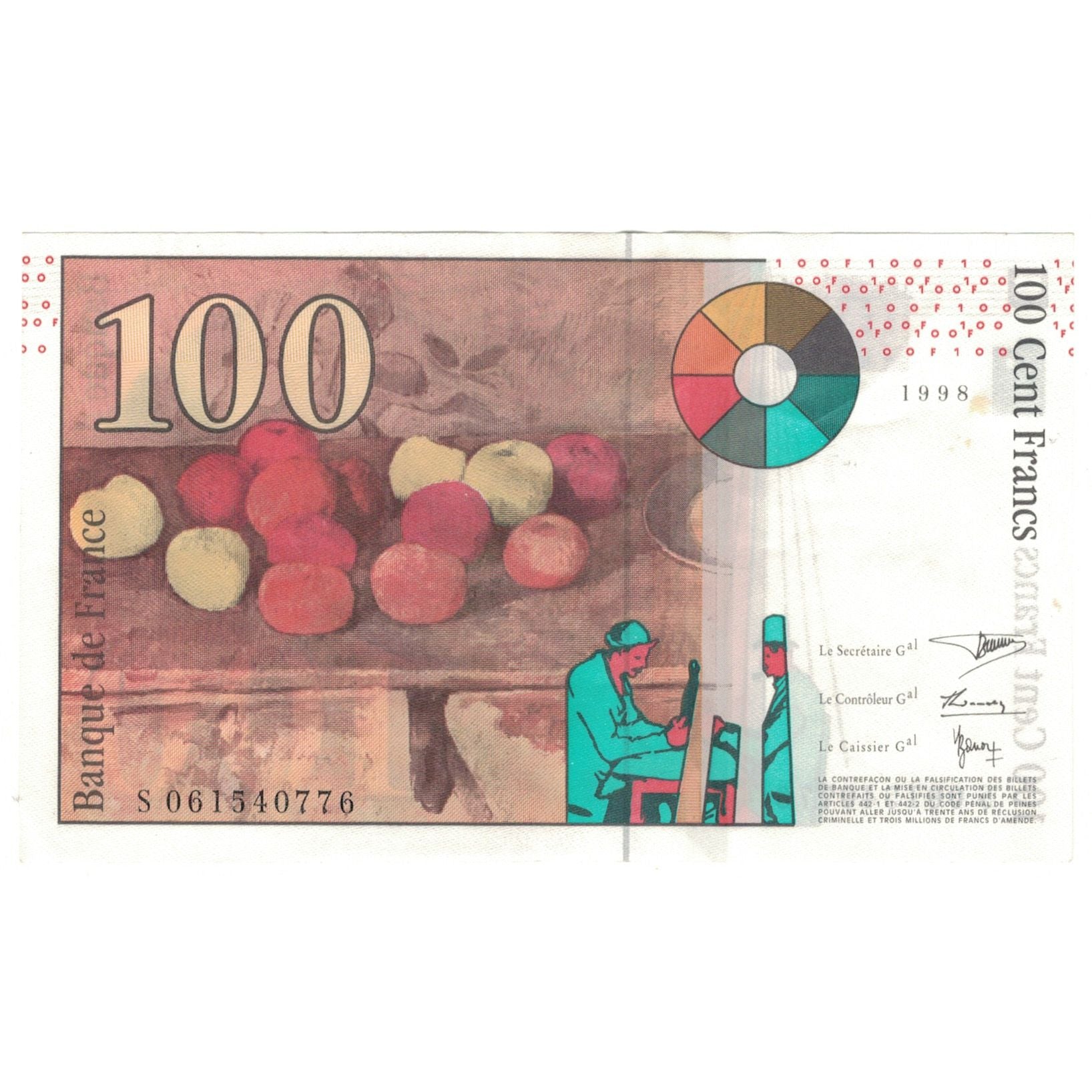 Francia, 100 Francs, Cézanne, 1998, S061540776, SPL-, Fayette:74.2, KM:158a