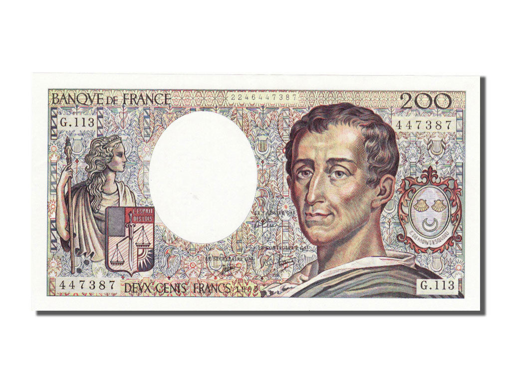 Banknote, France, 200 Francs, 200 F 1981-1994 ''Montesquieu'', 1990, UNC(65-70)