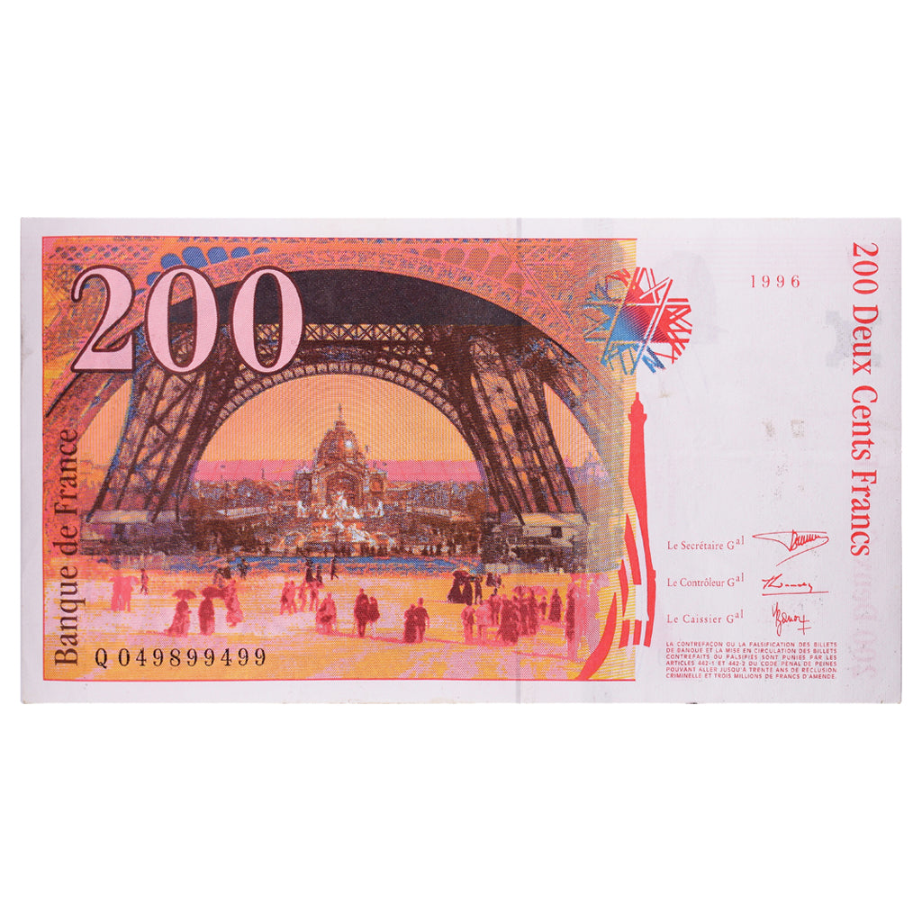 Francja, 200 Francs, Eiffel, 1996, Q049899499, AU(55-58), Fayette:75.03b