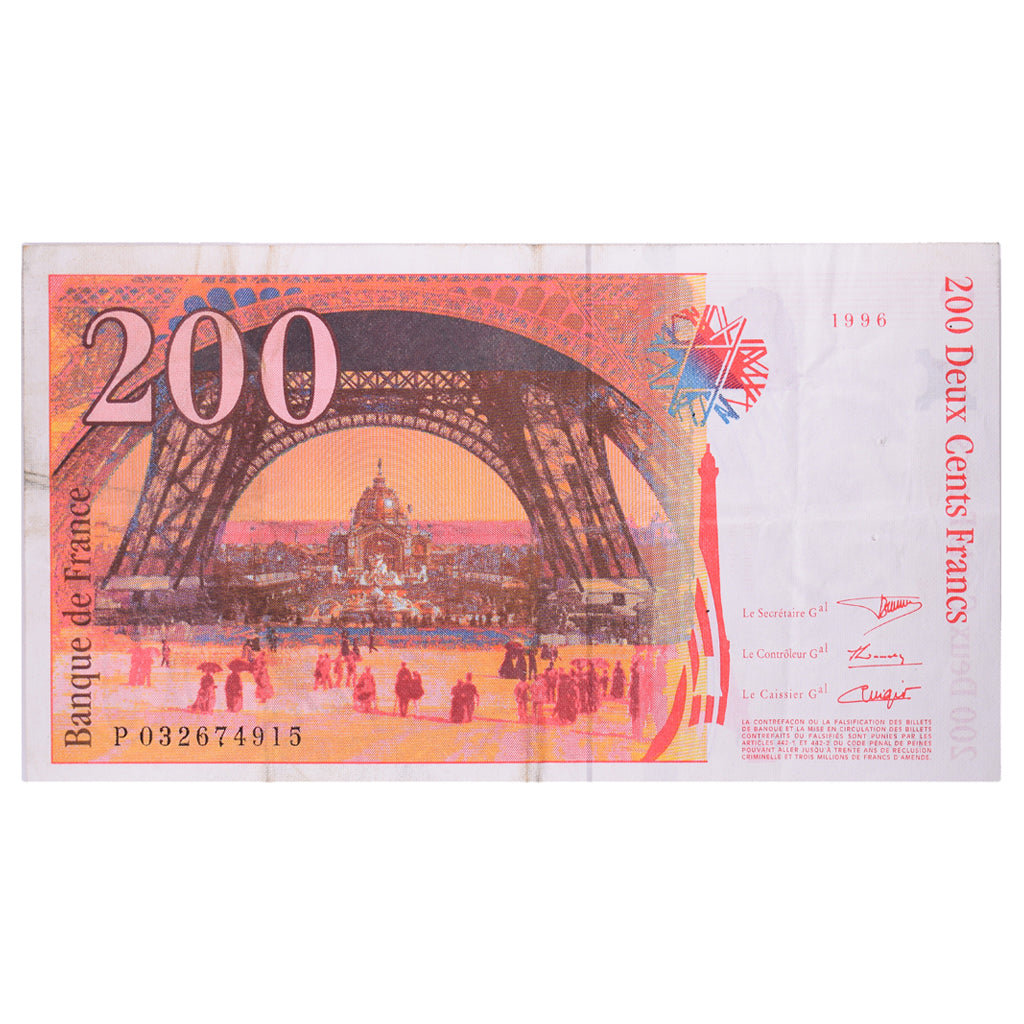Francia, 200 Francs, Eiffel, 1996, P032674915, BC+, Fayette:75.02, KM:159a