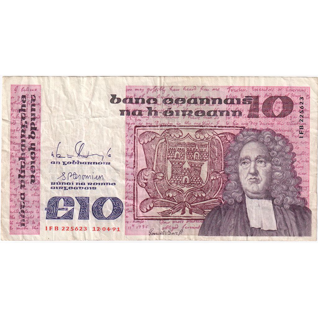 Banknote, Ireland - Republic, 10 Pounds, 1991, 1991-04-12, KM:72b, VF(20-25)