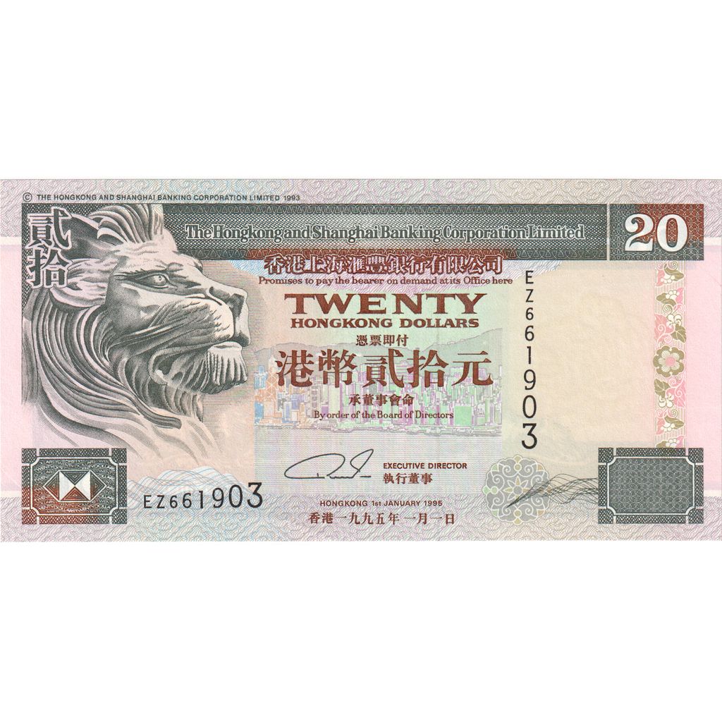 Biljet, Hong Kong, 20 Dollars, 1995, 1995-01-01, KM:201a, NIEUW