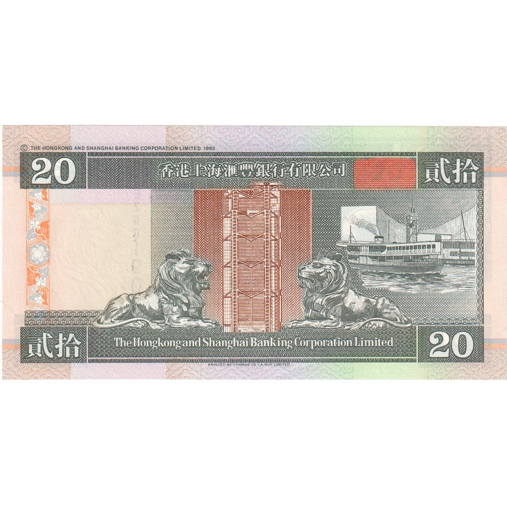 Biljet, Hong Kong, 20 Dollars, 1995, 1995-01-01, KM:201a, NIEUW