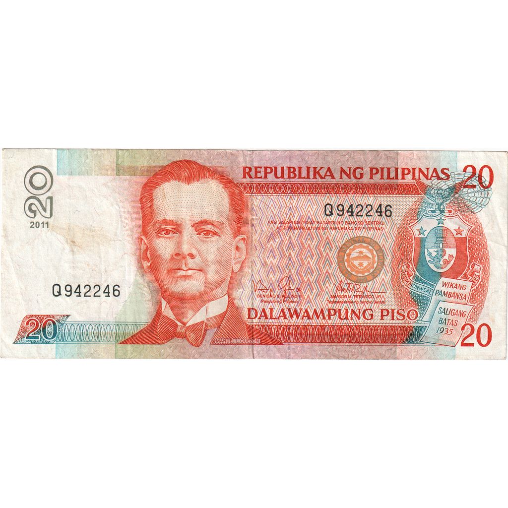 Banconote, Filippine, 20 Piso, 2011, KM:182a, MB+