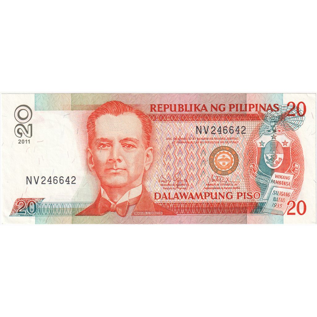Nota, Filipinas, 20 Piso, 2011, KM:182a, AU(55-58)