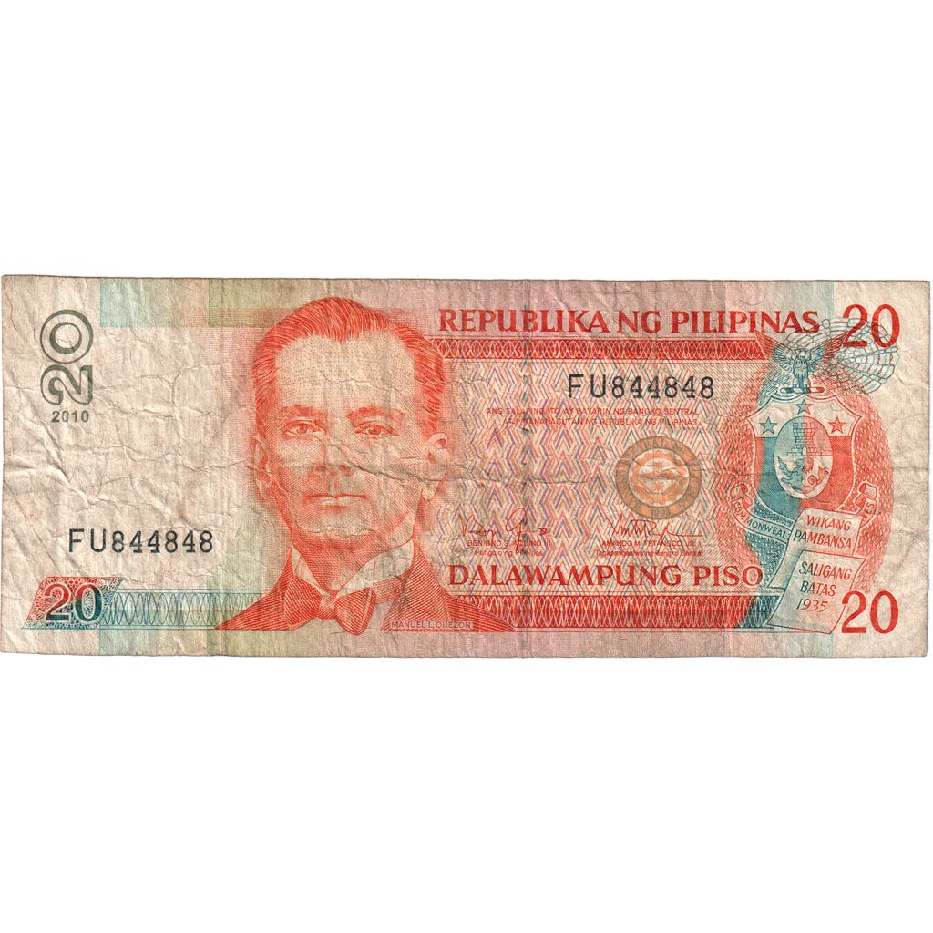 Nota, Filipinas, 20 Piso, 2010, KM:182a, VG(8-10)