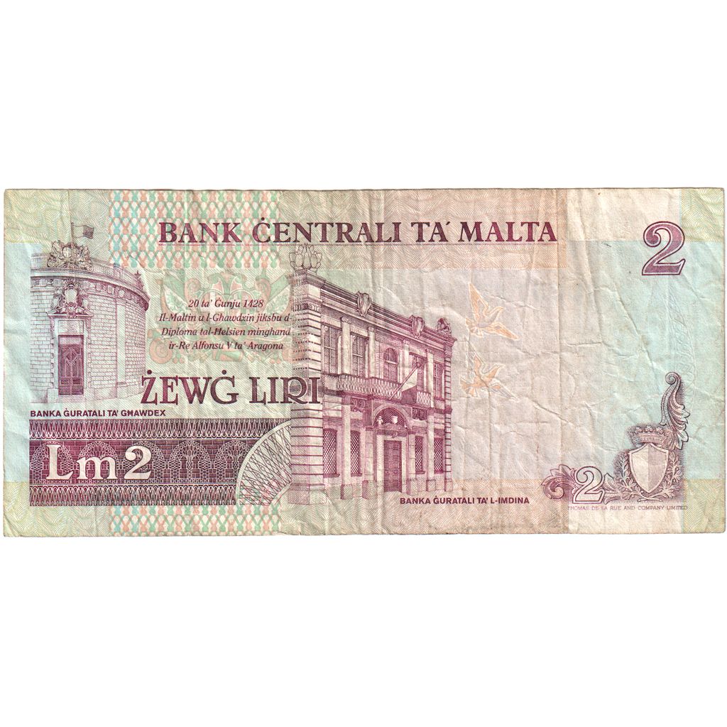 Banknote, Malta, 2 Liri, KM:41, VG(8-10)