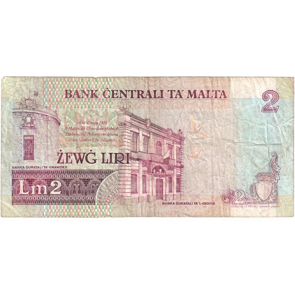 Banknote, Malta, 2 Liri, KM:41, VG(8-10)