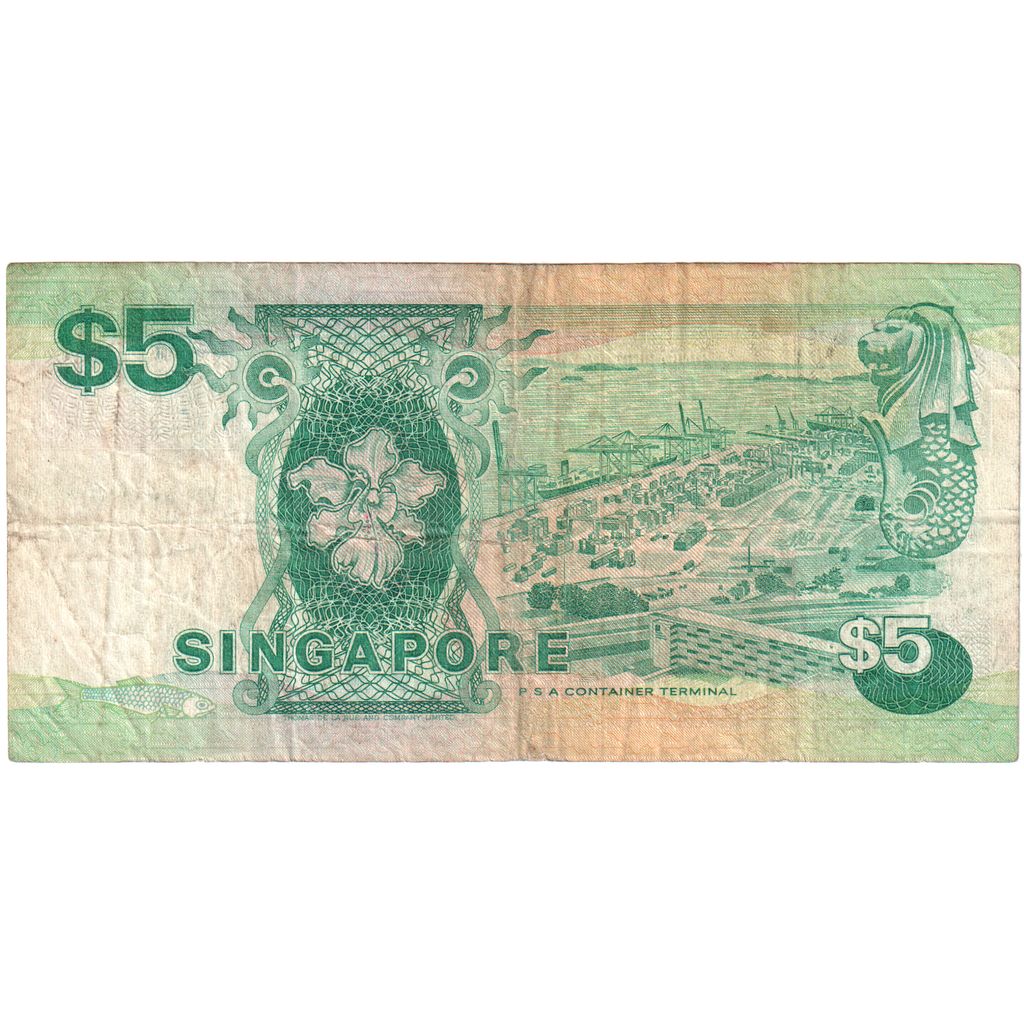 Banknote, Singapore, 5 Dollars, KM:19, VG(8-10)