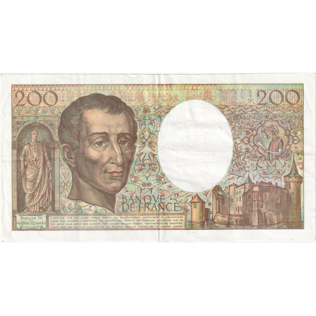 Francia, 200 Francs, 1992, A.148, BC+, Fayette:70.12c, KM:155e