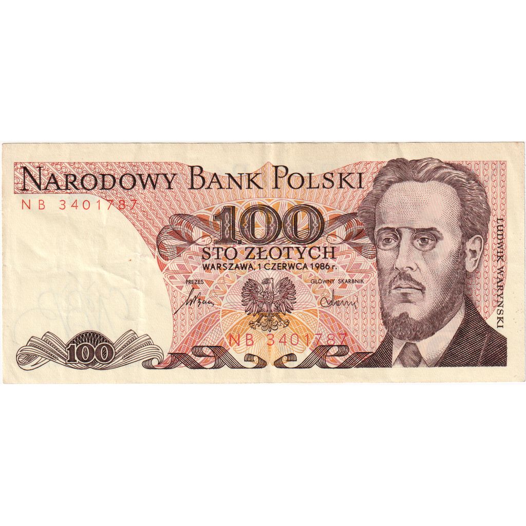 Geldschein, Polen, 100 Zlotych, 1986-06-01, KM:143e, VZ