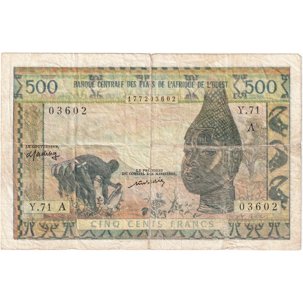 West African States, 500 Francs, KM:702Kn, VF(20-25)