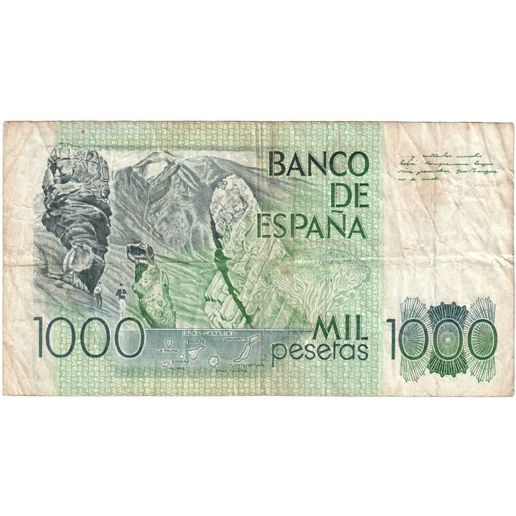 Spain, 1000 Pesetas, 1979-10-23, KM:158, VG(8-10)