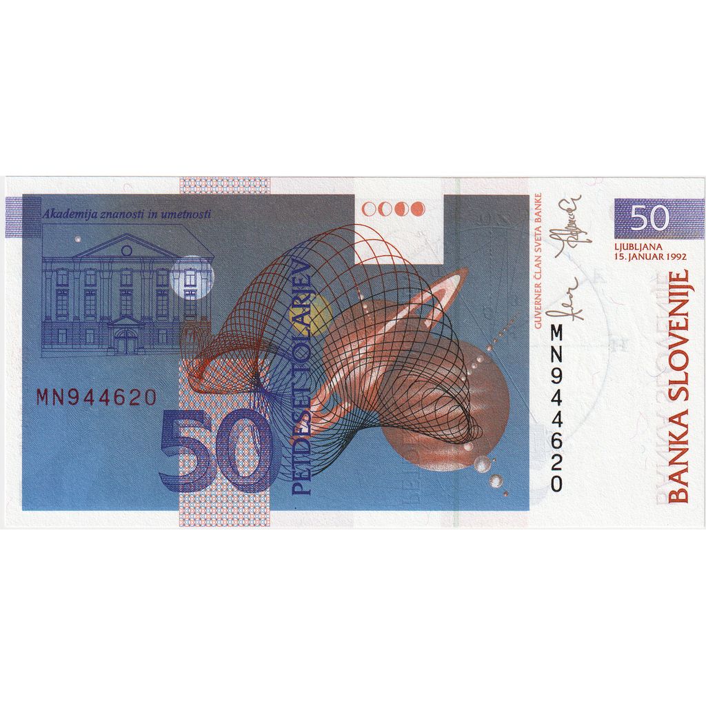 Slovenia, 50 Tolarjev, 1992, 1992-01-15, KM:13a, UNC(65-70)