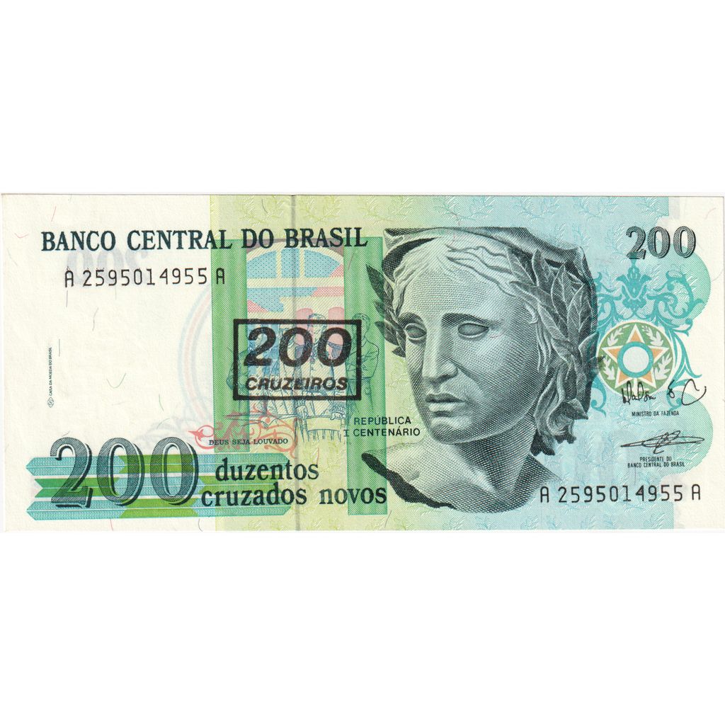 200 Cruzeiros on 200 Cruzados Novos, Brasil, KM:225a, UNC
