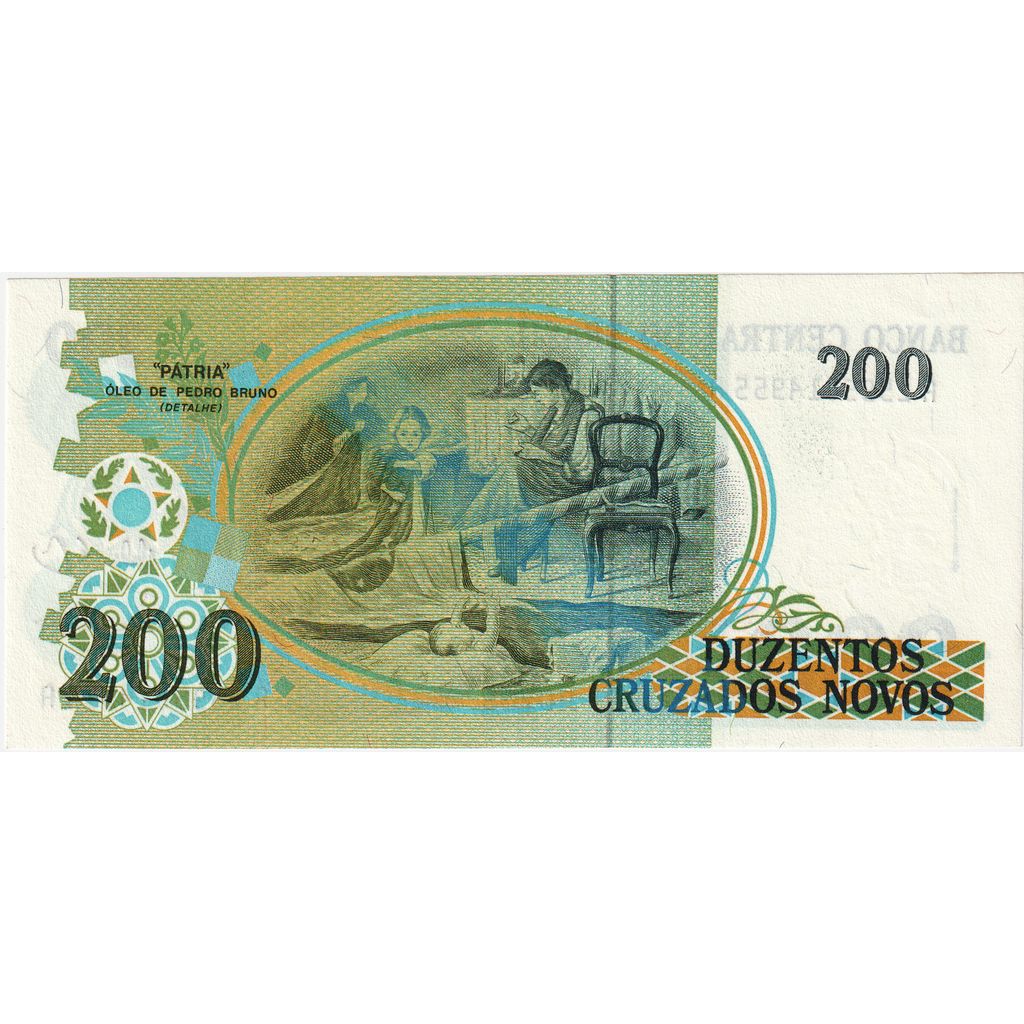 200 Cruzeiros on 200 Cruzados Novos, Brasil, KM:225a, UNC
