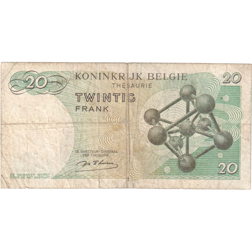 Belgium, 20 Francs, 1964-06-15, KM:138, VF(20-25)