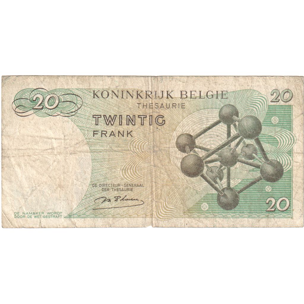 20 Francs, Bélgica, 1964-06-15, KM:138, RC