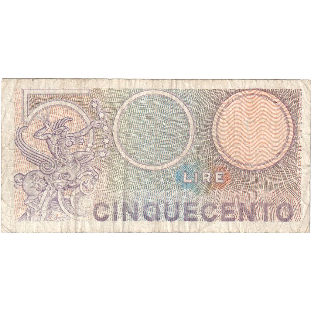 Banconote, Italia, 500 Lire, KM:95, MB