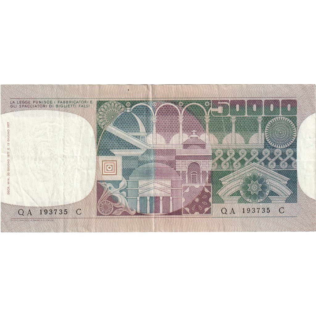 Italië, 50,000 Lire, 1977-06-20, KM:107a, TTB