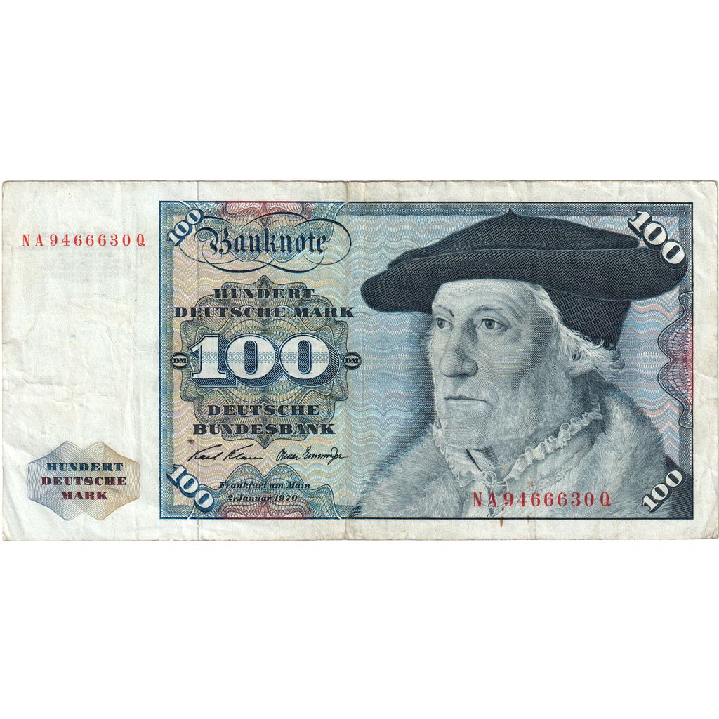 République fédérale allemande, 100 Deutsche Mark, 1970-01-02, KM:34a, TB